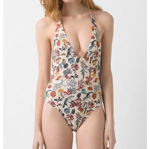 Lacoste white multi color Onepiece bathing suit